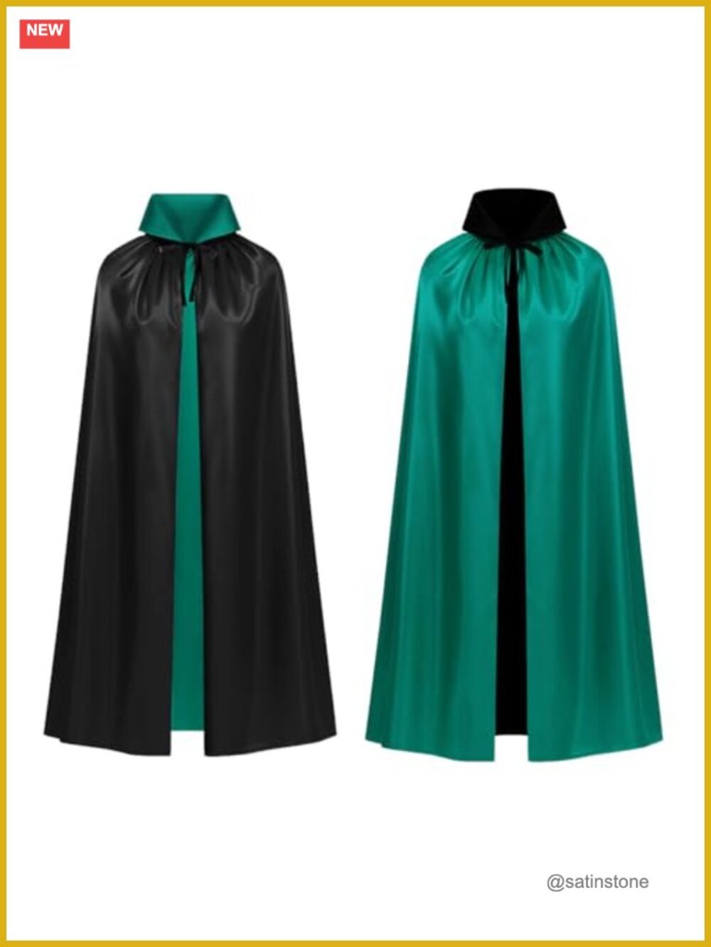 Vampire Cape Satin Velvet Reversible Hooded Halloween Costume